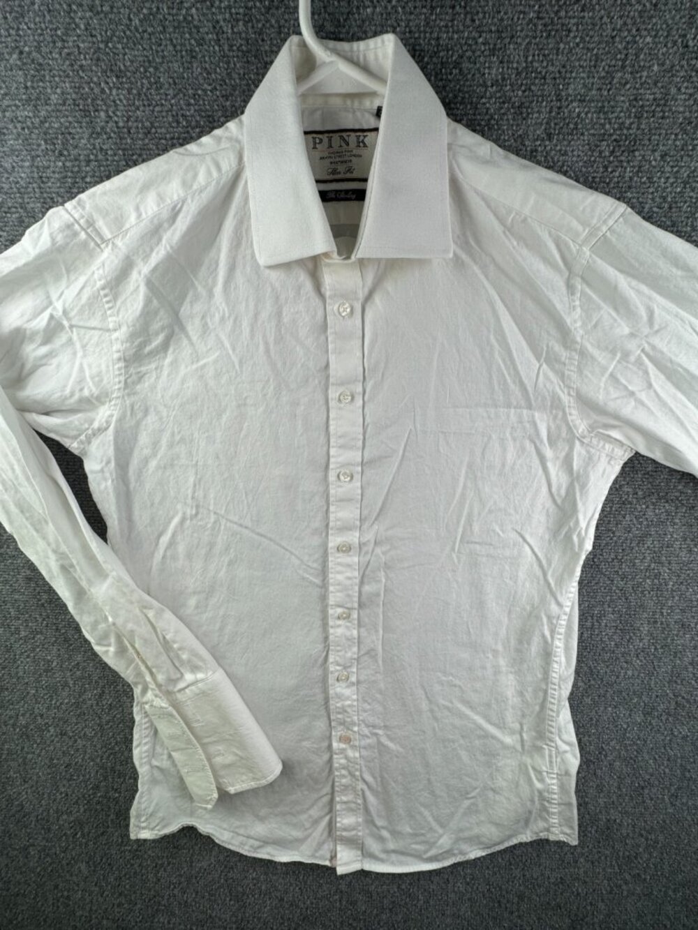 Thomas Pink Men 15.5 34 Cotton Long Sleeve Button Up Shirt White The Sterling